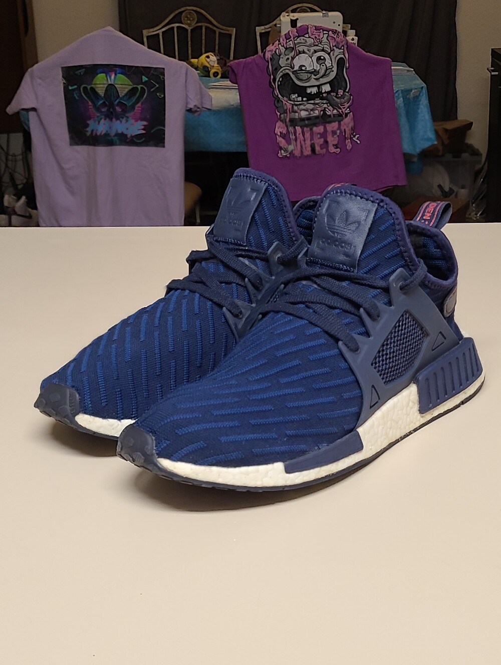 Adidas NMD XR1 Primeknit Collegiate Navy casual running sneakers size 11.5